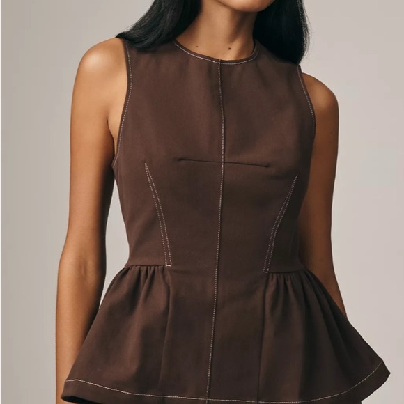 Anthropologie Brown Wide Leg Pants & Peplum Tank Top